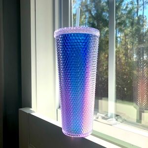 💖 GORGEOUS NIB purple iridescent ombre studded tumbler with straw! 20 oz 🥰